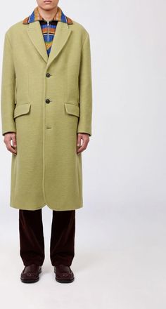 Marni Single-Breasted Knee-Length Wool Coat with Lapel Collar