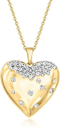 Ross-Simons Scattered-Diamond Heart Pendant Necklace in 18kt Gold Over Sterling