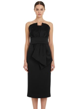 Parosh Black Strapless Midi Dress