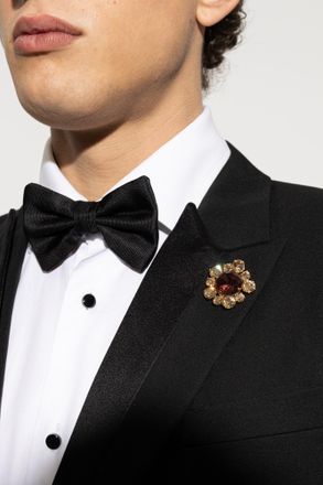 Dolce & Gabbana Brooch With Shimmering Crystals, Mens, Gold