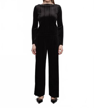 Esth&eacute; Womens Open Back Bow Velvet Top In Black