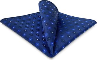 Shlax & Wing Floral Dark Blue Navy Pocket Square for Men for Business Classic Handkerchiefs 12.6