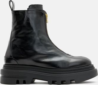 AllSaints Cow Leather Othello Zip Leather Boots, Size: UK 8/US 11/EU 41