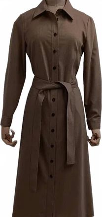 Lafayette 148 New York Womens Flannel Shirt Dress In Camel Melange