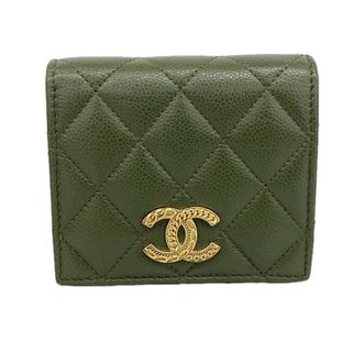 Chanel Khaki Grained Calfskin Wallet (Bi-Fold) (Pre-Owned)