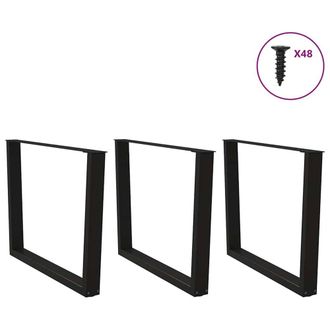 Berkfield Home Modern Dining Table Legs V-Shape 3 pcs Black 100x(72-73.3) cm Steel