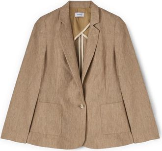 Motivi Enkelrijig blazer van linnenmix - Dames - Blazers - Beige - 2XS - Linnen - Jassen