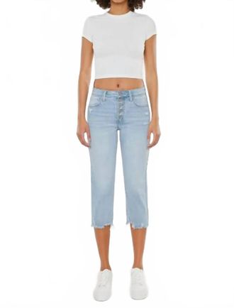 Kancan High Rise Capri Jeans In Light Stone Wash