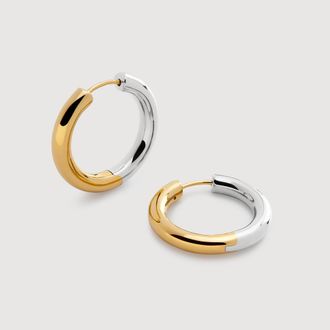 Monica Vinader Gold Mixed Metal Click Medium Hoop Earrings