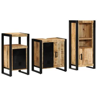 vidaXL Juego De Muebles De Ba&ntilde;o 3 Uds. Marr&oacute;n Y Negro Vidaxl