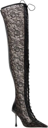 Jimmy Choo London Womens Black Lace And Nappa Leather Scarlett Boots Blackblack Scarpe Con Tacco High Heel Shoes