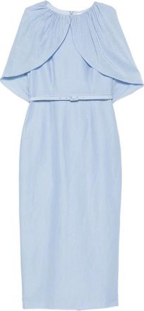 Roland Mouret Belted Cape-detail Midi Dress