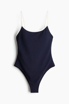 H&M Padded-cup High Leg Swimsuit in Navy Blue at Nordstrom, Size X-Small