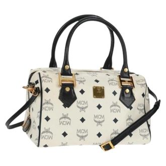 MCM Pre-owned Handbags, female, White, Size: ONE SIZE Pre-owned Boston Bag