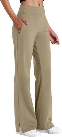 Generic Gym Yoga Trousers with Pockets Yoga Pants Women Fashion High Waist Wide Leg Sweatpants Baggy Plain Sports Lounge Trousers with Pockets Pants for Sprin