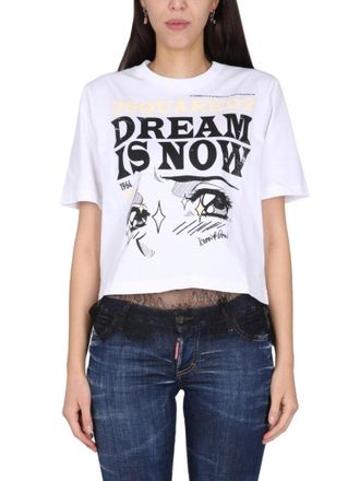 Dsquared2 Cropped T-Shirt With Bold Logo Print
