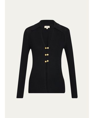 L'agence Kaye Rib-Knit Cardigan Top