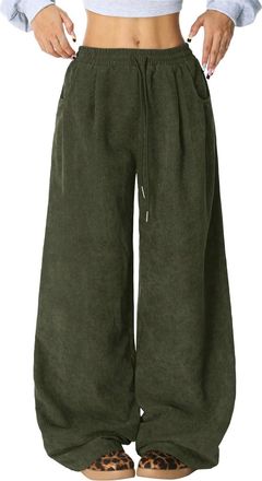 Generic Womens Corduroy Trousers Button Mid Rise Wide Leg Corduroy Trousers Comfy Loose Cord Palazzo Pants Trendy Fall Winter Business Casual Office Work Pant