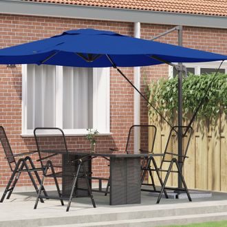 Berkfield Home Cantilever Roma Parasol Azure Blue 286x285x265 cm Aluminium | Size: 286 x 285 x 265 cm