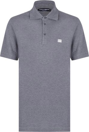 Dolce & Gabbana Polo Shirts, male, Gray, Size: XL Cotton polo-shirt with branded tag