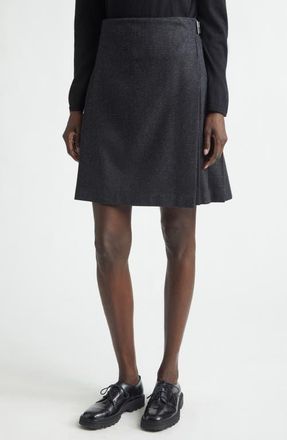 Johnstons of Elgin x Le Kilt Glen Plaid Wool & Cashmere Kilt in Charcoal /Grey Shadow Check at Nordstrom, Size 12
