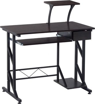 HOMCOM Homcom - Computer Desk Executive Wooden pc Tray Table Home Office Workstation Dark brown