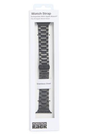 Nordstrom Rack Stainless Steel Apple Watch Watchband in Black- Stainless at Nordstrom Rack