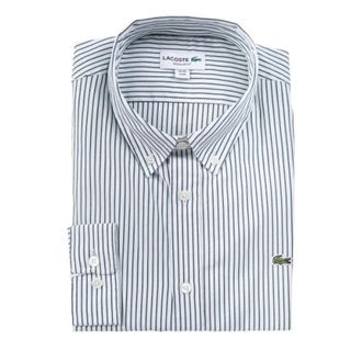 Lacoste Regular Fit Gestreken Pinpoint Overhemd - Heren - Zakelijke Overhemden - Blauw - S - Katoen - Overhemden