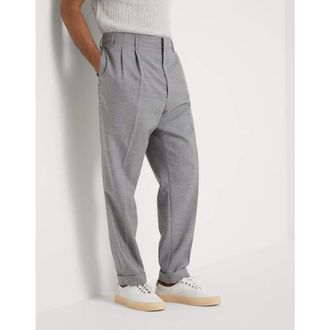 Brunello Cucinelli Mens Pearl Wool Pleated Trousers, Size 52