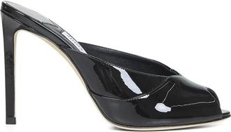 Jimmy Choo London Brigitte Mule 100 - Dames - Muiltjes - Zwart - 37 EU - Leer - Schoenen