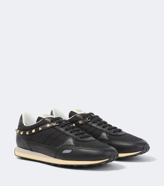 Valentino Garavani Stud Up leather-trimmed sneakers
