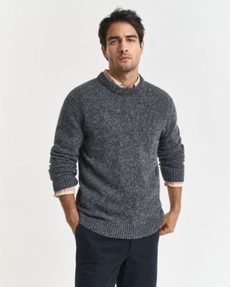 GANT Men Wool Blend Nepps Crew Neck Sweater (XXXL) CHARCOAL MELANGE