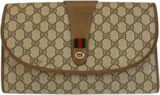 Gucci Pre-owned Clutches, male, Beige, Size: ONE SIZE Pre-owned GG Supreme Canvas Clutch Bag