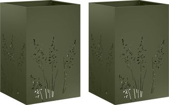 vidaXL Macetero De Jard&iacute;n 2 Uds. Verde Oliva 50 X 50 X 75 Cm Vidaxl