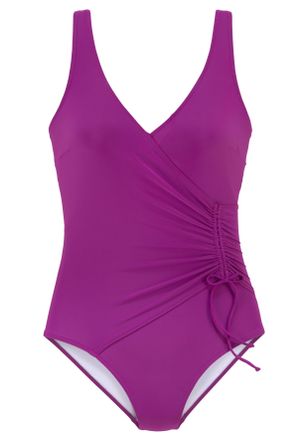 Lascana Badeanzug LASCANA Cillo, Damen, Gr. 48, Cup D, pink (fuchsia), Polyamid, unifarben, Badeanz&uuml;ge Badeanzug, mit edler Raffung