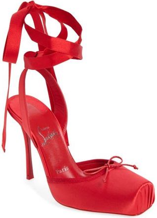 Christian Louboutin Cassia Lace-Up Slingback Pump in Red at Nordstrom, Size 40.5