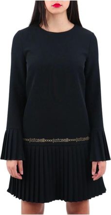 Just Cavalli Geplooide jurk met ruches - Dames - Korte kleedjes - Zwart - XS - Kleedjes