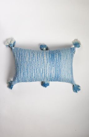 Archive New York Antigua Naturally Dyed Solid Handwoven Cotton Throw Pillow in Faded Indigo Solid at Nordstrom, Size 12X20