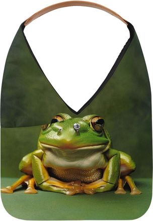 Generic Green background Frog (1) Reusable Lightweight Grocery Bags - Foldable Into Compact Pouch, Washable & Sturdy, Multipurpose for Shopping and Travel