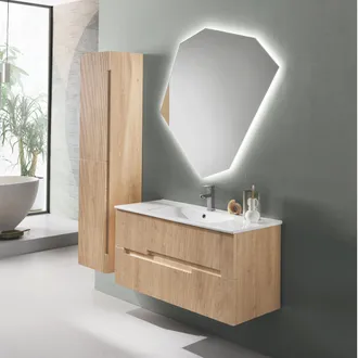 MODO Modo - Mobile Bagno Da 100 Cm Sospeso 2 Cassetti Rovere Chiaro - Righe