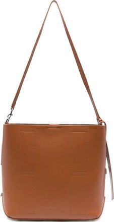 Hogan Bruine leren schoudertas met bovenrits - Dames - Schoudertassen - Bruin - ONE Size - Leer - Tassen