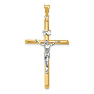 Diamond2Deal 14k Two-tone Gold Polished Jesus Crucifix Pendant