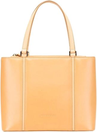 Burberry Pre-owned Handbags, female, Brown, Size: ONE SIZE Pre-owned Leather Top Handle Tote Bag with Zipper Closure