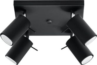 Wonderlamp Plaf&oacute;n de techo cuadrado con 4 focos orientables negro
