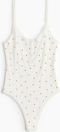 H&M Baumwollbody mit Pointellemuster - White