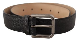 Dolce & Gabbana Mens Black Calf Leather Brown Backend Belt - One Size