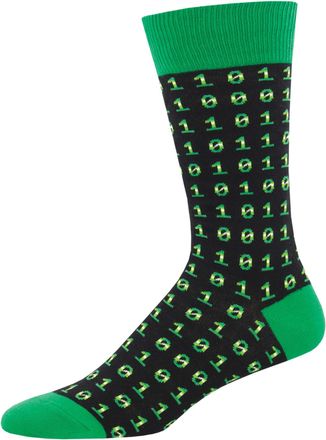 Socksmith Mens Socks Binary Code Design Black & Green One Size