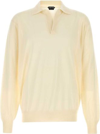 Tom Ford Ivory Full Sleeves Wool Polo