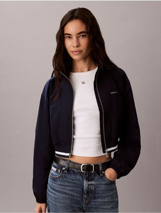 Calvin Klein Jeans Calvin Klein Womens Woven Cropped Relaxed Track Jacket - Blue - XL