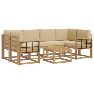 vidaXL Conjunto De Sof&aacute;s De Exterior Con Coj&iacute;n 7 Pcs Y Beige Vidaxl